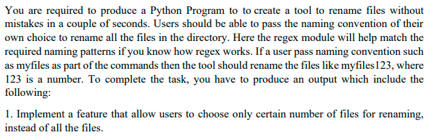 You are required to produce a Python Program to to create