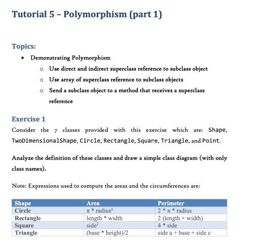  JAVA Tutorial 5 - Polymorphism (part 1) Topics: Demonstrating Polymorphism Use