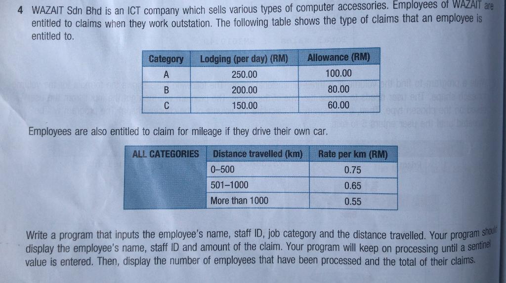 Please write it in C plus plus Language 4 WAZAIT Sdn Bhd