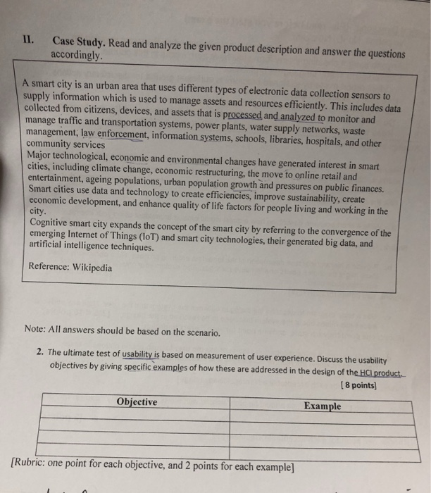  II. Case Study. Read and analyze the given product description and