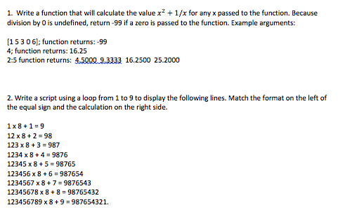 USE MATLAB! 1. Write a function that will calculate the value x2