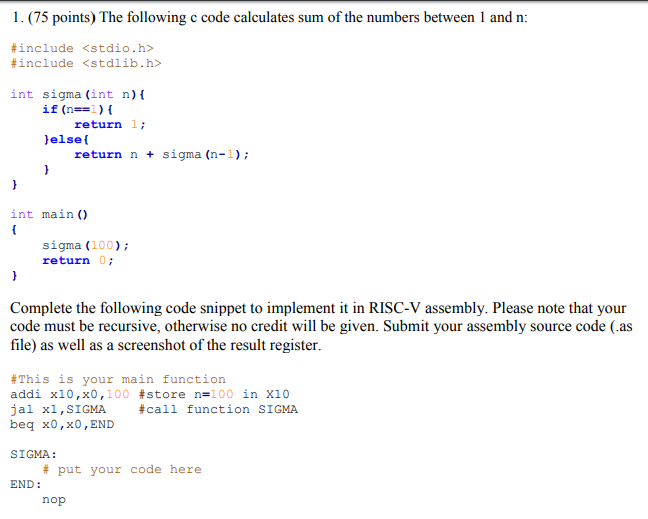 (RISC V ISA) Write the following C code in RISC V ISA
