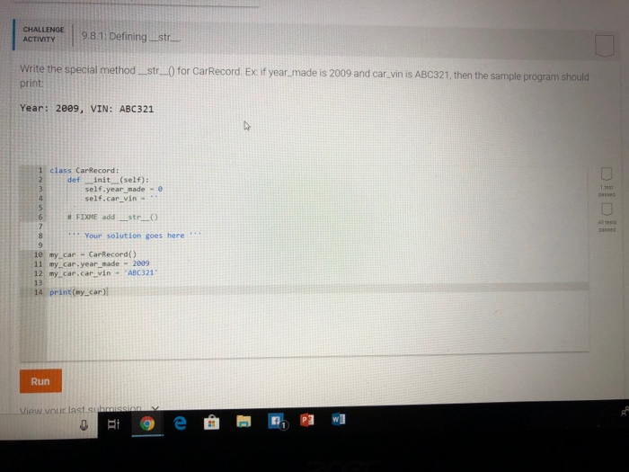  Python please HALNE981:Defining str ACTIVITY write the special method _str 0