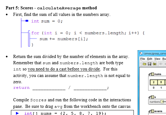 What is the code I need to cast sum / numbers.length from