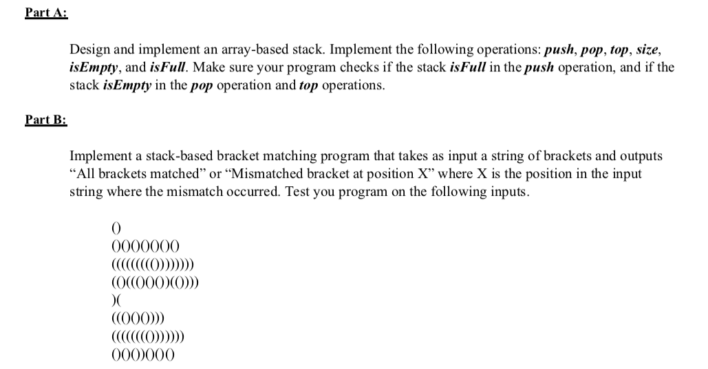  Only part D needed Part A: Design and implement an array-based