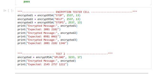 n, e) which encrypts a string message using RSA key (n=pq,e). You