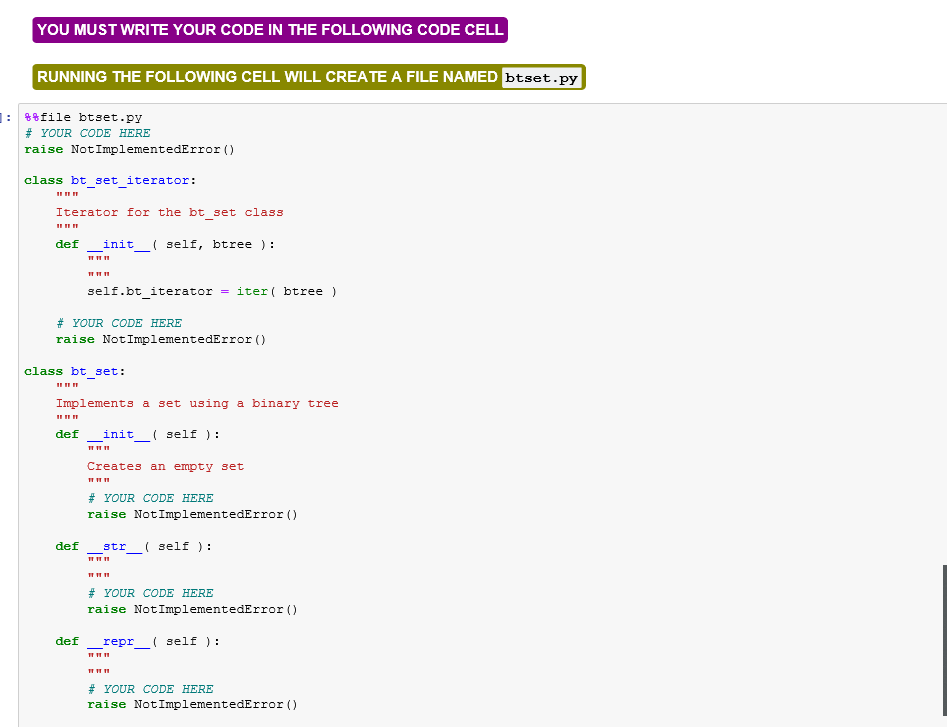 Quiz 5 to implement a set ADT. . First, you should have