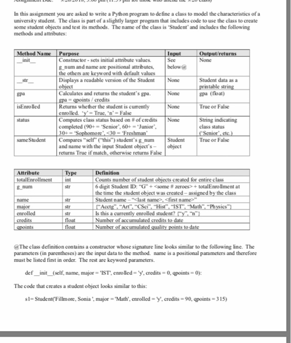  In this assignment you are asked to write a Python program