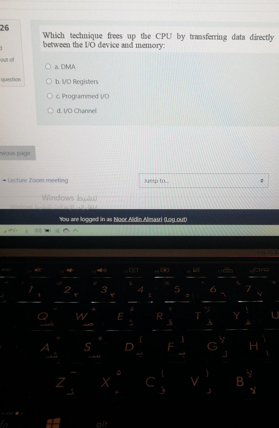 26 Which technique frees up the CPU by transferring data directly