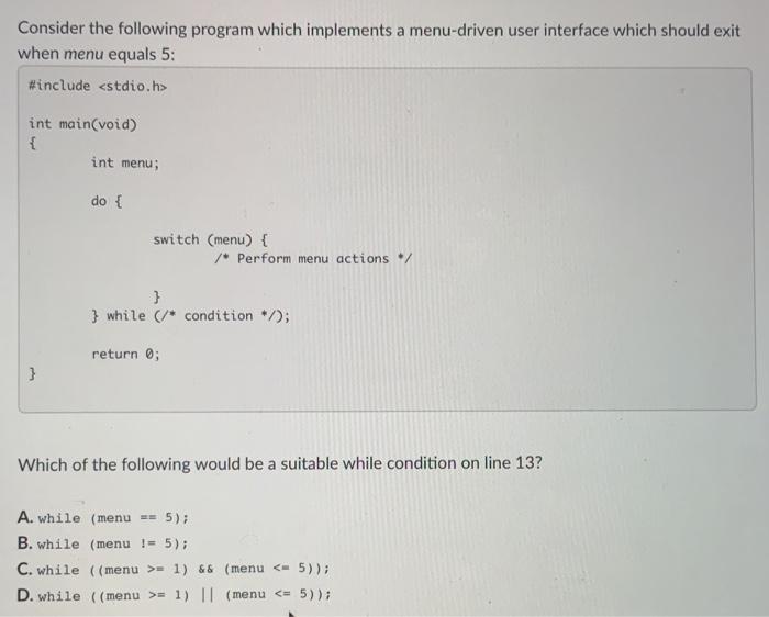 which option is the correct answer for c language coding? Consider the
