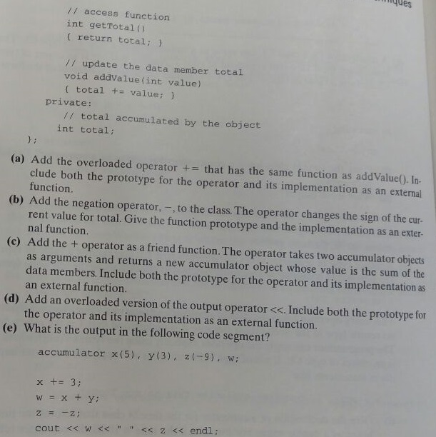 the accum ulator class class accumulator public: // constructor initializes total accumulator