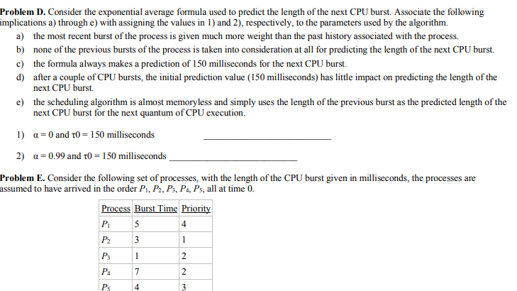 Problem D. Consider the exponential average formula used to predict the