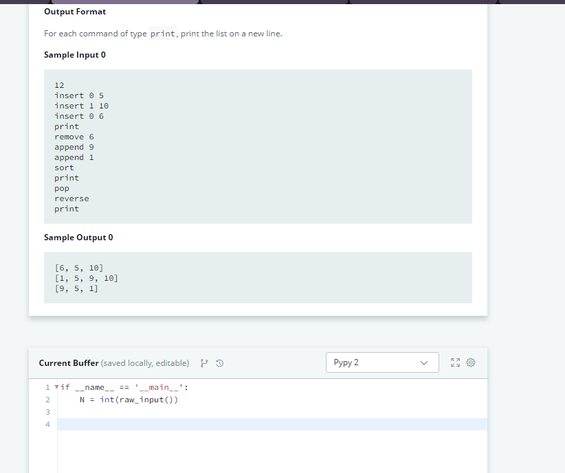 You can perform the following commands: 1. insert i e: Insert integer