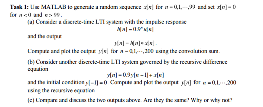  Use MATLAB to generate a random sequence x[n] for n =