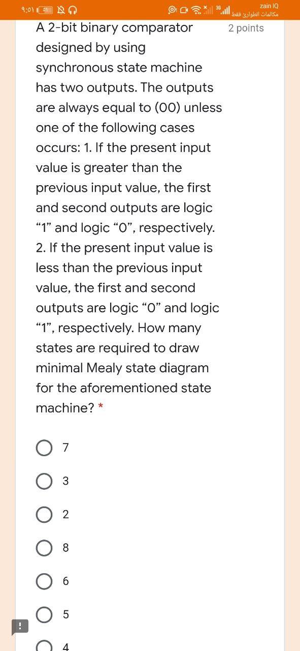 zain 10 2 points 9:0) A 2-bit binary comparator designed by