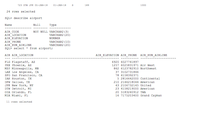 times, meal, fair, distance, time zone for flights that originate or arrive