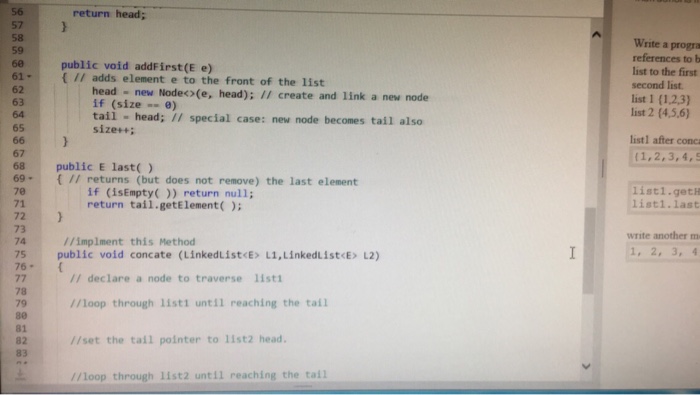 first list i.e The tail of the first list should point to