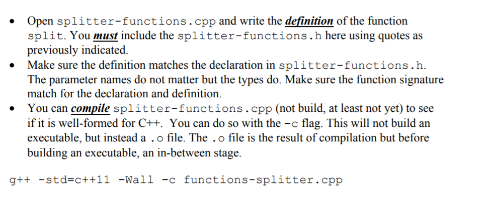 called splitter. We want to add three new files to the project: