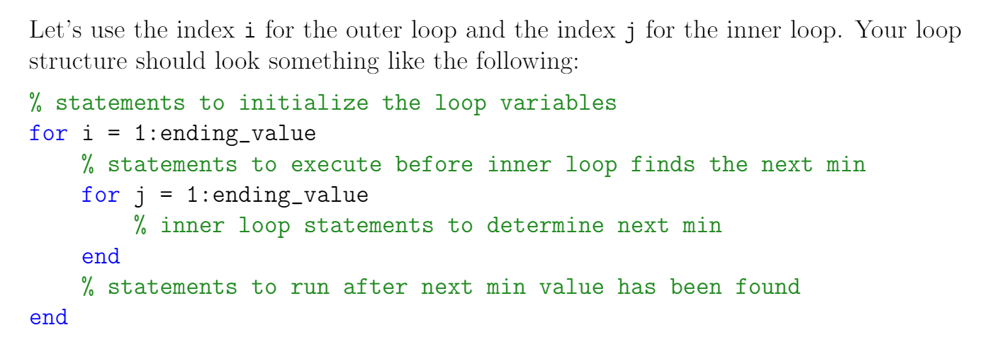 relevant sorting code loops and initializations into your function file. In your