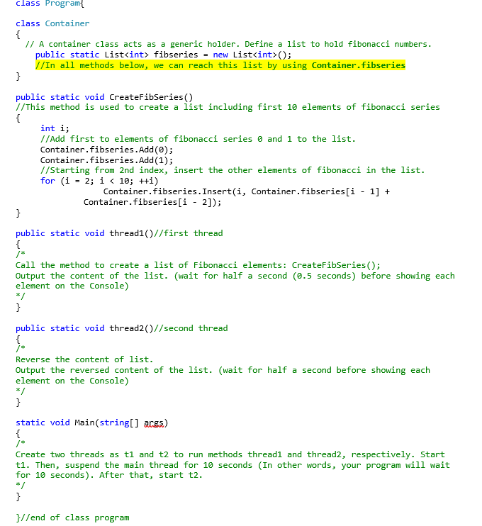 Q1. Threads in C#: Develop Console Application in C# to work on