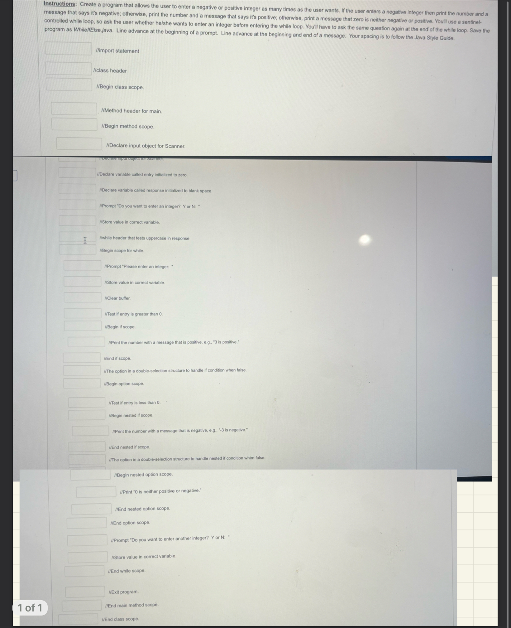  Instructions: Create a program that allows the user to enter a
