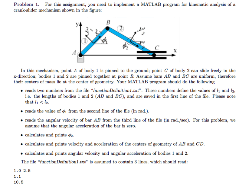  Problem1. For this assignment, you need to implement a MATLAB program