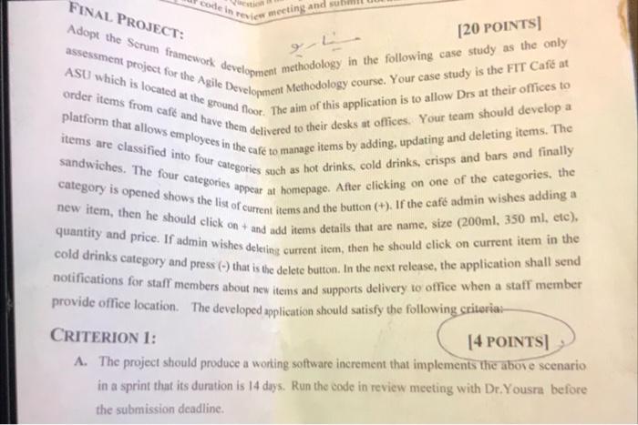  FINAL PROJECT: code intermecting and assessment project for the Agile Development