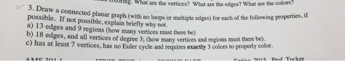  Draw a connected planar graph(with no loops or multiple edges) for