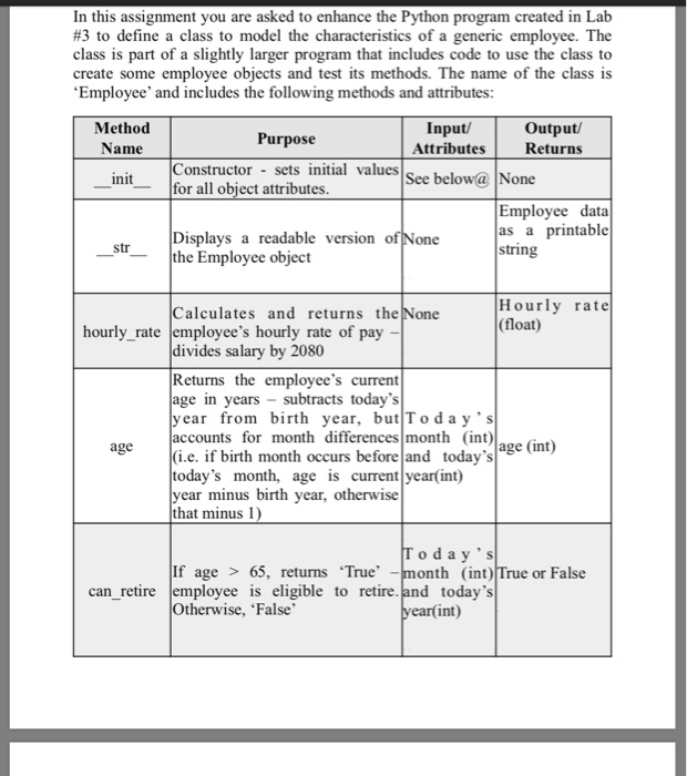  Python In this assignment you are asked to enhance the #3