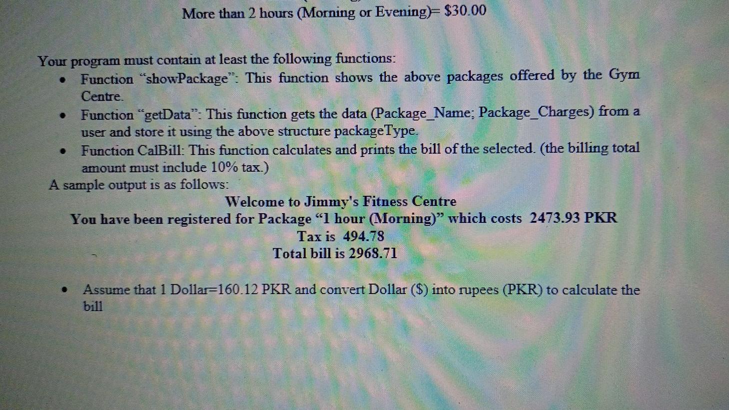 help a gym center to automate its registration system. The program should