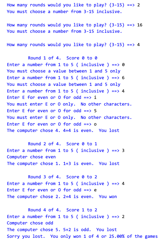need in python: You must create functions in this program. You will