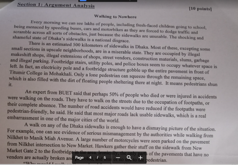 Write argument analysis on this Section 1: Argument Analysis [10 points) Walking