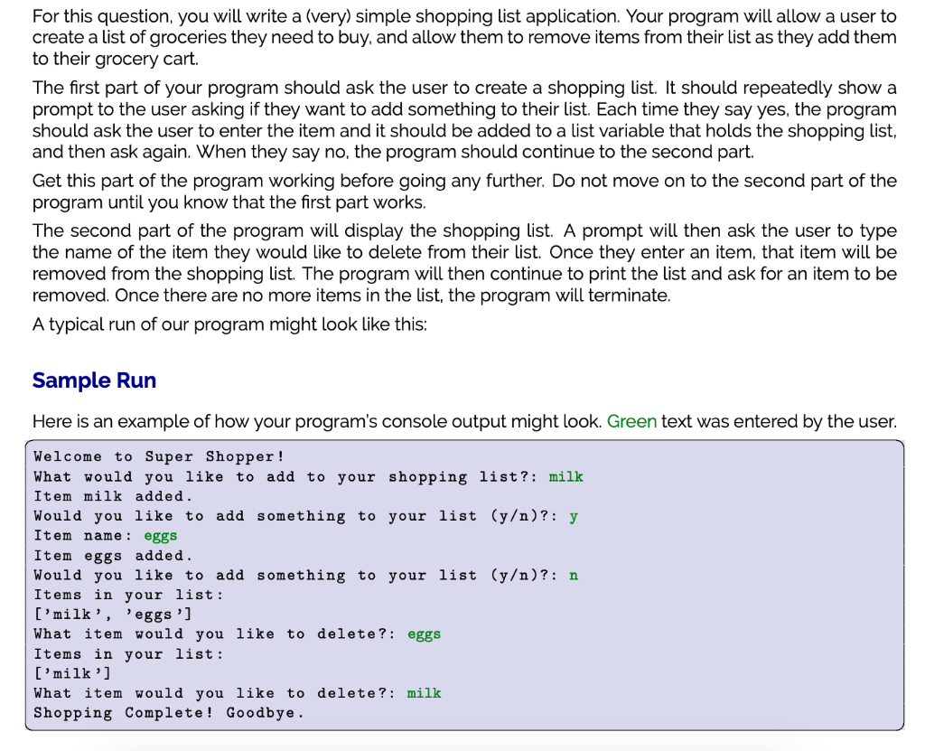 Please use Python For this question, you will write a (very) simple