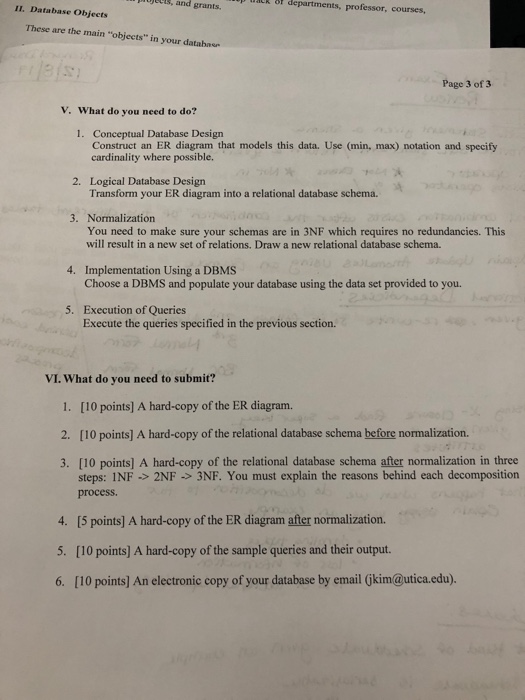 main "objects" in your database. 1. Departments: Each department has a unique