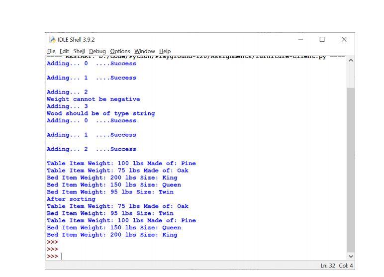items in a store. The class hierarchy is shown in the following