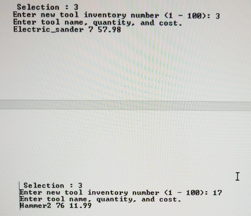 you to list all your tools, lets you delete a record for