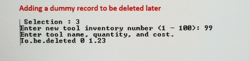 number. Use the following information for your program to work with. Use