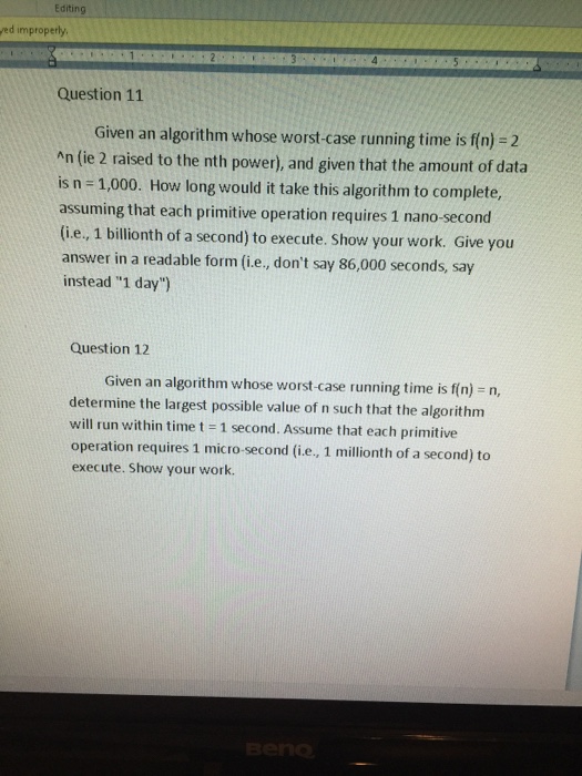Big-Oh Given an algorithm whose worst-case running time is f(n) = 2^n