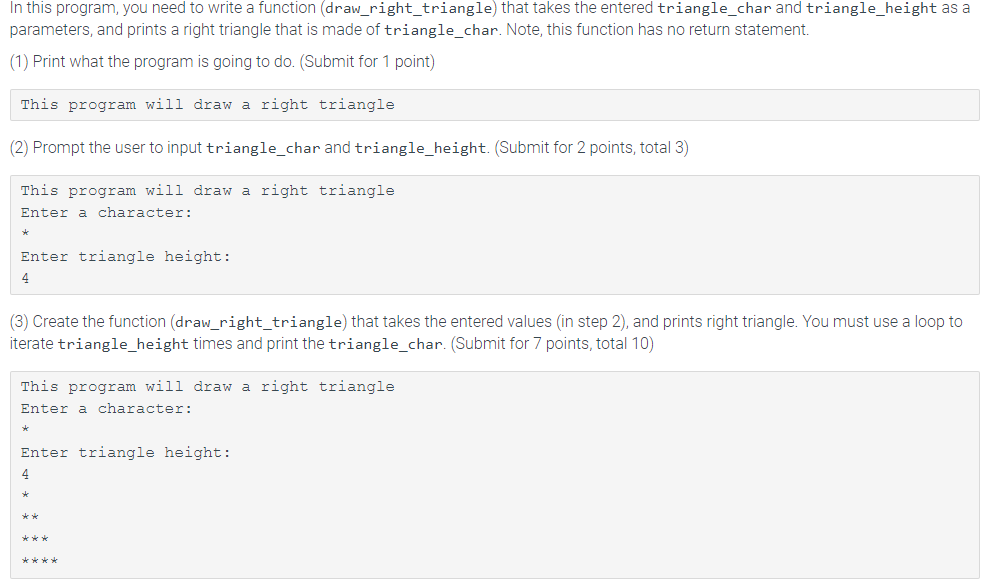 Create a Python program (right_triangle.py) that prints a right triangle based on
