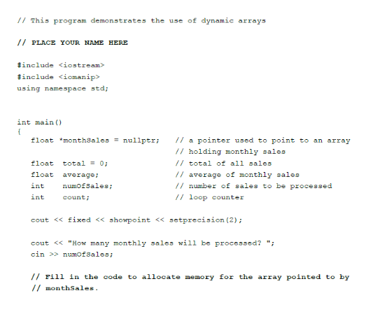 ****Complete this program by filling in the code (places in bold). Note: