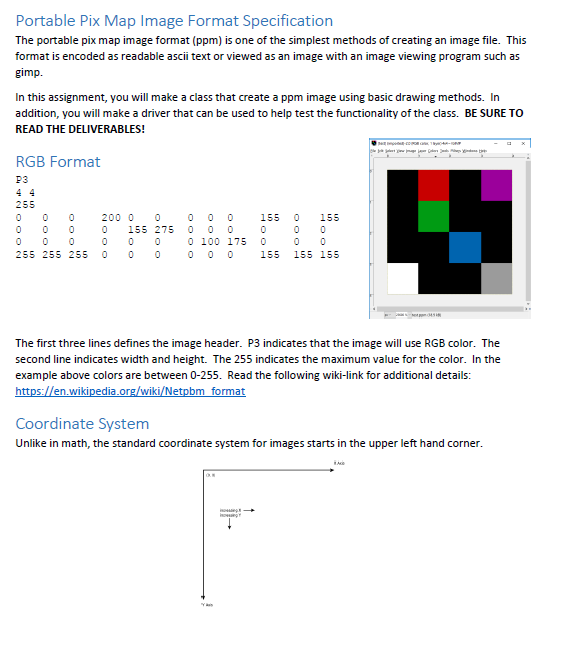 Write a C++ program: Portable Pix Map lmage Format Specification The portable