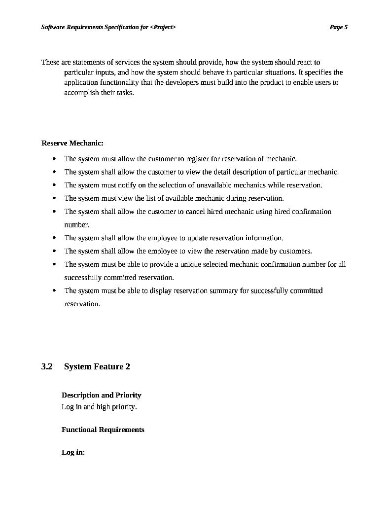 in the below table. Contents of the Requirements for a Sample Class