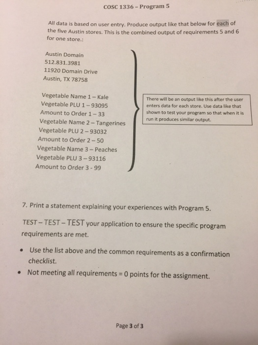 chapters: o Welcomel through Data Types - Numbers Requirements (remember to identify