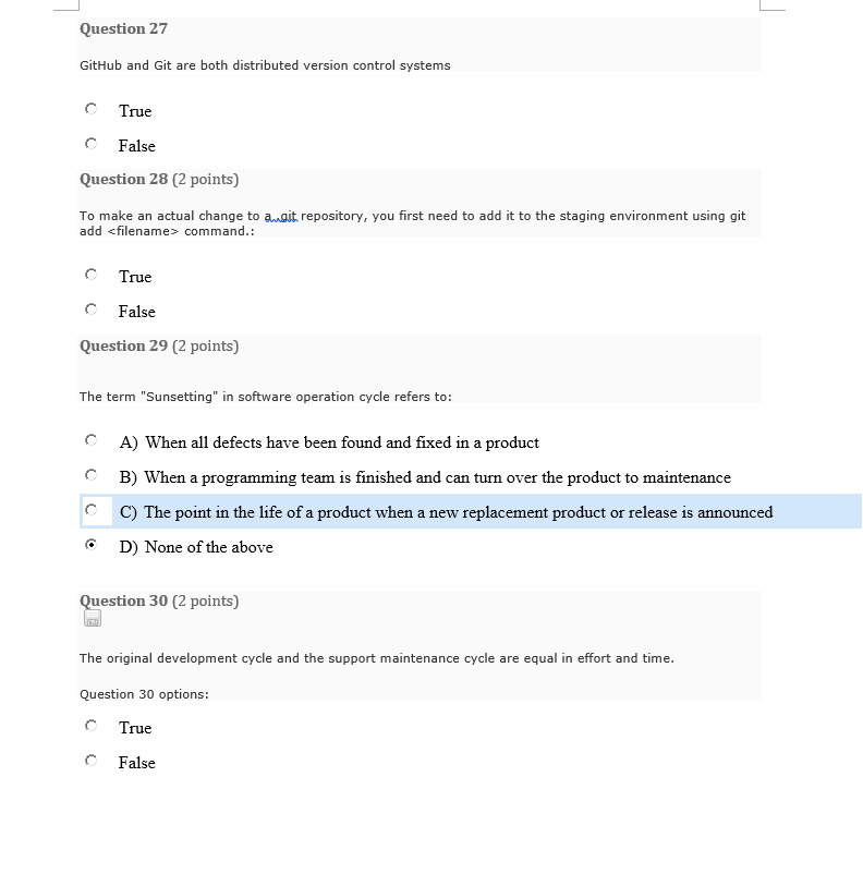 Question 27 GitHub and Git are both distributed version control systems