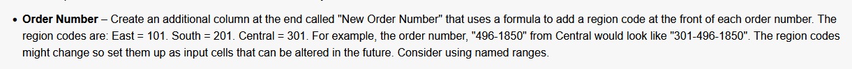 Create an additional column at the end called "New Order Number"