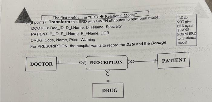  The first problem in "ERD Relational Model" 4.4 (6 points). Transform