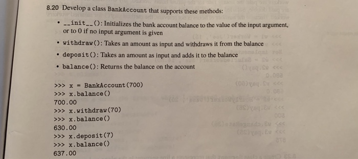  Please answer question 8.20 Python 3.0 for language Comment for each