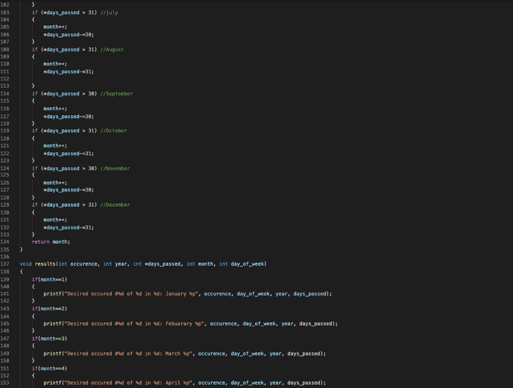 1 2 3 #include #include int Input Year(); int Occurence(); int dayofweek();
