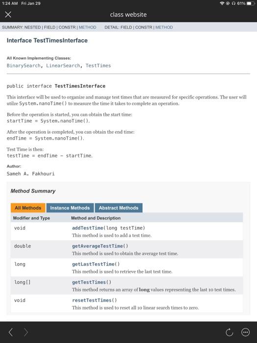 the counter is incremented. 2. Linear Search Class You will write the